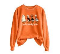 Generisch Just A Goose Maglione Uomo Donna Tinta Unita Autunno Inverno Stampa Halloween Girocollo Manica Lunga Maglione Adolescente Ragazza Trend, Colore: arancione., XL