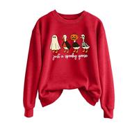 Generisch Just A Goose Maglione Uomo Donna Tinta Unita Autunno Inverno Stampa Halloween Girocollo Manica Lunga Jack Felpa, Colore: rosso, L