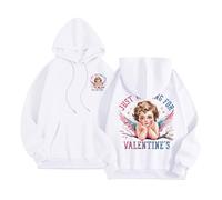 Generisch Just Waiting for Valentine's Hoodies - Felpa con cappuccio da donna, a maniche lunghe, senza pancia, bianco, S