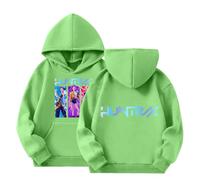 Generisch K Pop D-Demon H-Hunters Felpa con cappuccio per bambini H-Huntrix per ragazze e ragazzi con cappuccio Huntr/X Hip Hop a maniche lunghe per cosplay, 01-verde, 4-5 Jahre