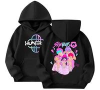 Generisch K Pop Hoodies - Felpa con cappuccio Huntrix D-Demon H-Hunters per bambini, a maniche lunghe, casual, per adolescenti, vintage, Huntr/X Hip Hop Streetwear, 05-nero, 5-6 Jahre