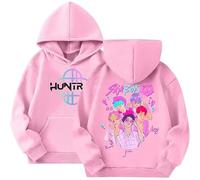Generisch K Pop Hoodies - Felpa con cappuccio Huntrix D-Demon H-Hunters per bambini H-Huntrix con cappuccio vintage Huntr/X Hip Hop Streetwear a maniche lunghe per adolescenti, 05-rosa, 5-6 Jahre