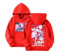 Generisch K Pop Hoodies - Felpa con cappuccio Huntrix D-Demon H-Hunters per bambini H-Huntrix con cappuccio vintage Huntr/X Hip Hop Streetwear a maniche lunghe per adolescenti, 02-rosso, 5-6 Jahre