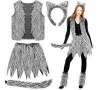 Generisch Karneval Erwachsene 100 Tage Schule Wolf Kostüm Beinwärmer Kinder Erwachsene Karneval Party Bad Wolf Cosplay Kostüm Set (grigio, One Size) Karneval Kostüm