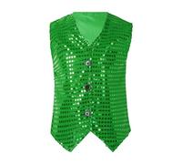 Generisch Karneval Kleinkind Mädchen Jungen Casual Pailletten Glitzer Kostüm Party Karneval Kleid Ärmellose Weste Top (Green, 3-4 anni) Karneval Kostüm