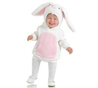 Generisch Kawaii - Tuta da bambina con cappuccio e orecchie da coniglio, per le mezze stagioni, comoda maglietta a maniche lunghe per Halloween e Carnevale, Stile/E01 Bianco, 6-12 Monate