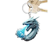 Generisch Key Chain Dragon Charm | Women Men Breathing Keychain - Collecting Enthusiasts Novelty Souvenir Animal Figure For Traveling, Commuting, Blu, Siehe Beschreibung