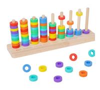 Generisch Kids Stacking Toys - Woodden Rainbow Rings Educational Sensory Game | Shape Matching Stacking Toy for Preschool, Classroom, Travel, Playroom, Party and Birthday Gift