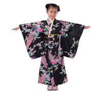 Generisch Kimono per bambini, accappatoio in tessuto di seta con stampa floreale, per cosplay e set kimono, adatto per bambini da 2 a 10 anni per compleanno, teatro, palcoscenico e feste