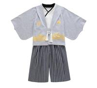 Generisch Kimono Tradizionale Ragazzo Abbigliamento Cultura Giapponese Vestiti Solenni, Tessuto Traspirante, Vestibilità Confortevole (Grey, 7-8 Years)