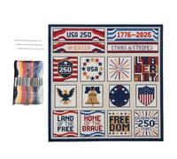 Generisch Kit completo da ricamo per principianti, edizione del 250° anniversario della bandiera americana, 1776-2026, semplici kit da ricamo per tutti, per fidanzata, nonna, veterani, giorno