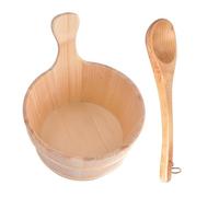 Generisch Kit di accessori per sauna, secchio per sauna in cedro, paletta in legno e testine, pala in legno da 4 l con accessori da bagno