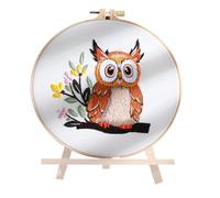 Generisch Kit Embroidery Iniziatore, Gufo HandEmbroidery Kit | Decorazioni per la casa per le vacanze, kit per cucire con filo e hoop, Classic Embroidery con istruzioni (lingua italiana non garantita)