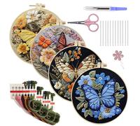 Generisch Kit Embroidery - Yarn Cloth 20 cm 450 g | Cross Kits with Yarn and Cloth | Butterfly Creative Colorful Learning Entertainment Practice for School Project Women Men Youth Family Friend
