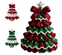 Generisch Kit fai da te Crochet Christmas Tree Bow Pearl Embellishment, Beginner-Friendly Xmas Craft Kit con Yarn, gancio e istruzioni (C)