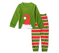 Generisch Kleinkind Kinder Baby Jungen Mädchen Zweiteiler Pyjama Weihnachten Schneemann Nachtwäsche T-Shirt Hosen Outfits Kleidung, Verde, 5-6 Anni