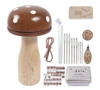 Generisch Knit Patch Kit - Wooden Mushroom Darning Tool, set completo di mending per calzini Clothes Fabric, Natural Wood Patch Loom for Knitting Repair, DIY Craft Sewing Kit per principianti Adults