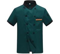 Generisch Koch Costume Giacca Da Cuoco Manica Corta Moderno Leggero Traspirante Giacche Da Cuoco Professionale Uomo Chef Jacket Uniforme Abbigliamento Da Cuoco Per Uomini