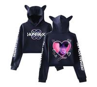 Generisch KPop Demon Hunters Felpa con cappuccio con Girl Power Design, Oversized Streetwear per giovani donne e fan, Blu-4, 4XL