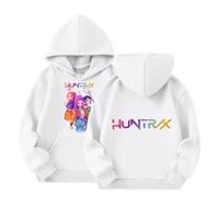 Generisch Kpop Felpa con cappuccio unisex per bambini, oversize, anime stampate, Huntrix K-pop Film Demon, con cappuccio, a maniche lunghe, hip-hop, per ragazzi e ragazze, 02-bianco, 4-5 Jahre