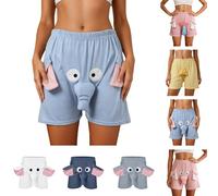 Generisch Kurze Schlafhose für Herren und Damen, weiche Unisex Pyjamashorts mit Elefantenmotiv - Bequeme Sommer-Schlafshorts aus samtweichem Material, Ideal Als Loungehose Oder kreatives Geschenk