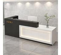 Generisch L-Shaped Reception Counter, Large Reception Counter, Reception Desk, Simple Reception Table, Supermarket Convenience Store, Beauty Salon, with LED Light (A23, L62 inches) (A2 180 cm)