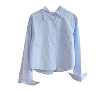 Generisch La camicia corta primaverile da donna Little Man indossa una camicia da studente con maniche lunghe e una sensazione di top, Blu, XL