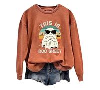 Generisch La moda di Halloween da donna presenta una stampa fantasma su una felpa con cappuccio a maniche lunghe con scollo rotondo., Colore: arancione., S