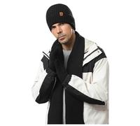 Generisch La protezione per le orecchie in lana a doppio strato è un set di tre pezzi alla moda e versatile, Nero , Taglia unica