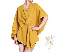 Generisch La sciarpa in pile, un'elegante sciarpa lavorata a maglia, autunno/inverno 2026, tinta unita, sciarpa mantello da donna, maglione aperto poncho, giallo., Taglia unica
