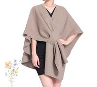 Generisch La sciarpa in pile, un'elegante sciarpa lavorata a maglia, autunno/inverno 2026, tinta unita, sciarpa mantello da donna, maglione aperto poncho, cachi, Taglia unica