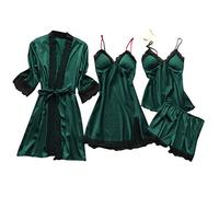 Generisch Lacca Top Notte & nbsp; Babypille Donne Pizzo Robe Set Pigiami Abito Da Notte Corpetto di Seta Lingerie Con Reggicalze, verde militare, XXL
