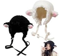 Generisch Lamb Hat for Girls, Cute Cartoon Sheep Hat with Strap, Adorable Lamb Hat for Girls, Winter Beanie Style, Cosplay Photo Props Party Supplies, Costume (Mix)
