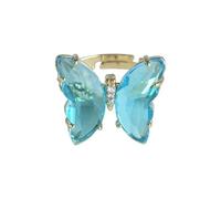Generisch L'anello da tavolo per regole anello da tavolo con farfalla, anello di cristallo per le donne ragazze placcato oro carino dito regolabile anelli estetici argento per le donne, Taglia unica