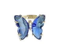 Generisch L'anello da tavolo per regole anello da tavolo con farfalla, anello di cristallo per le donne ragazze placcato oro carino dito regolabile anelli estetici argento per le donne, Taglia unica