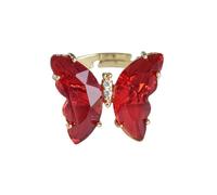 Generisch L'anello da tavolo per regole anello da tavolo con farfalla, anello di cristallo per le donne ragazze placcato oro carino dito regolabile anelli estetici argento per le donne, Taglia unica