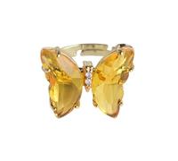 Generisch L'anello da tavolo per regole anello da tavolo con farfalla, anello di cristallo per le donne ragazze placcato oro carino dito regolabile anelli estetici argento per le donne, Taglia unica