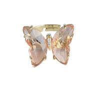 Generisch L'anello da tavolo per regole anello da tavolo con farfalla, anello di cristallo per le donne ragazze placcato oro carino dito regolabile anelli estetici argento per le donne, Taglia unica