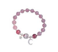 Generisch Lavender Stone Bracelet for Women Design Star And Moon Beaded Friends Students Uomo Bracciale, Taglia unica, Cristallo artificiale, Nessuna pietra preziosa
