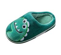Generisch Le ragazze all'interno indossano pantofole, dinosauro carino, morbido e confortevole inverno caldo peluche pantofole bambino, verde, 23.5 EU