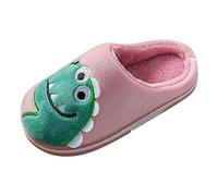 Generisch Le ragazze all'interno indossano pantofole, dinosauro carino, morbido e confortevole inverno caldo peluche pantofole bambino, Colore: rosa., 23.5 EU
