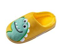 Generisch Le ragazze all'interno indossano pantofole, dinosauro carino, morbido e confortevole inverno caldo peluche pantofole bambino, giallo., 35 EU