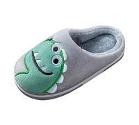 Generisch Le ragazze all'interno indossano pantofole, dinosauro carino, morbido e confortevole inverno caldo peluche pantofole bambino, grigio., 23.5 EU
