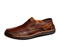 Generisch LeFu - Coppia di scarpe da uomo fatte a mano, per il tempo libero, con un piede, in pelle bovina, marrone, 46 EU