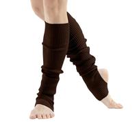 Generisch Leg Warmers For Women Dance & Yoga | Open Toe & Heel Dance Socks | Eighty's 80s Ribbed Party Socks | Warm Sports Socks Calze color pelle, caffè, Taglia unica