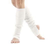 Generisch Leg Warmers For Women Dance & Yoga | Open Toe & Heel Dance Socks | Eighty's 80s Ribbed Party Socks | Warm Sports Socks Calze color pelle, bianco, Taglia unica