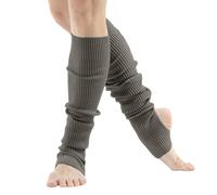 Generisch Leg Warmers For Women Dance & Yoga | Open Toe & Heel Dance Socks | Eighty's 80s Ribbed Party Socks | Warm Sports Socks Calze color pelle, grigio scuro, Taglia unica