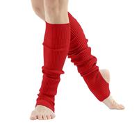 Generisch Leg Warmers For Women Dance & Yoga | Open Toe & Heel Dance Socks | Eighty's 80s Ribbed Party Socks | Warm Sports Socks Calze color pelle, Colore: rosso, Taglia unica