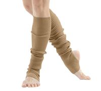 Generisch Leg Warmers For Women Dance & Yoga | Open Toe & Heel Dance Socks | Eighty's 80s Ribbed Party Socks | Warm Sports Socks Calze color pelle, cachi, Taglia unica
