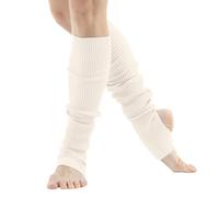 Generisch Leg Warmers For Women Dance & Yoga | Open Toe & Heel Dance Socks | Eighty's 80s Ribbed Party Socks | Warm Sports Socks Calze color pelle, beige., Taglia unica